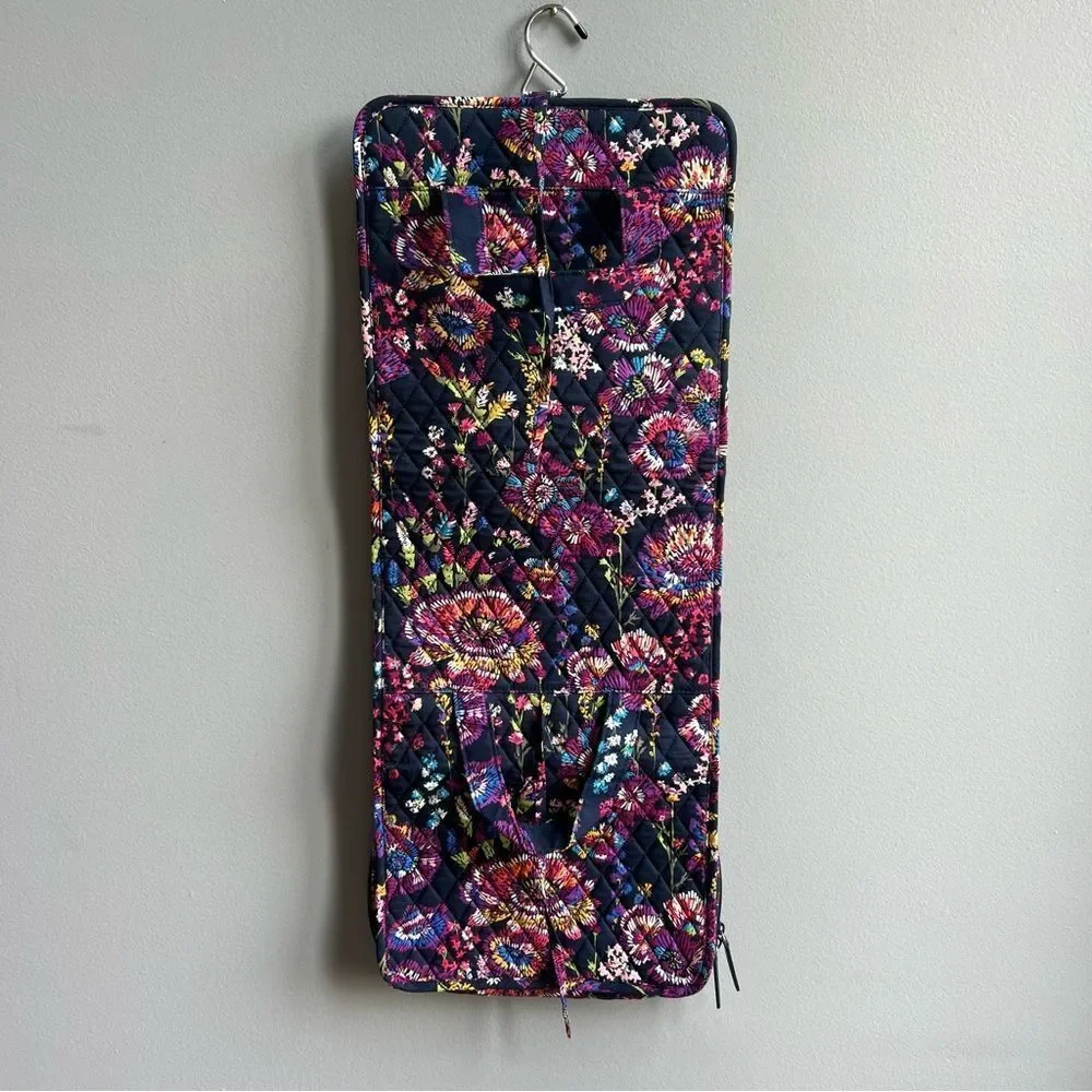 Vera Bradley Quilted Floral Hanging Organizer Travel Tote Bag in Navy